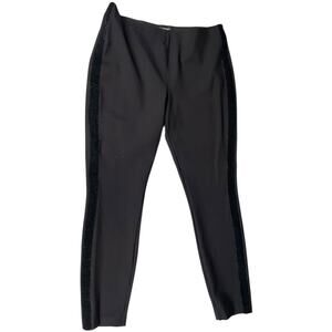 Vera Wang Size Large Skinny Tuxedo Pants Velvet Side Stretch Black Pull On Work